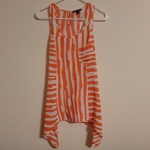 Orange & White Fitted but Flowy Tank Top